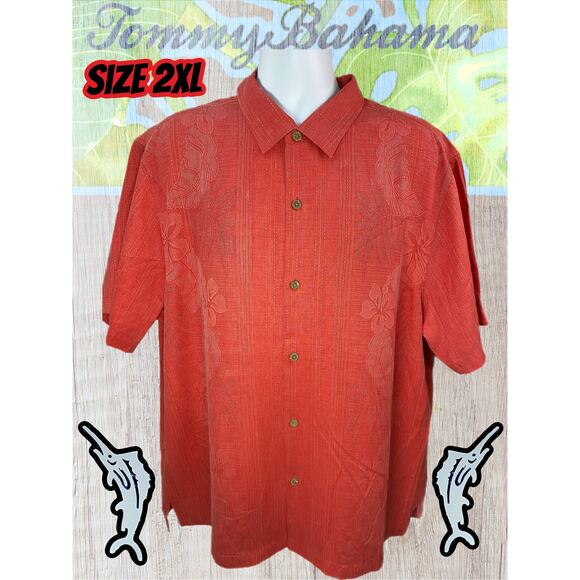 Tommy Bahama Silk Hawaiian Camp Shirt Men’s Size 2XL Radish Red MSRP $138 - Picture 1 of 9